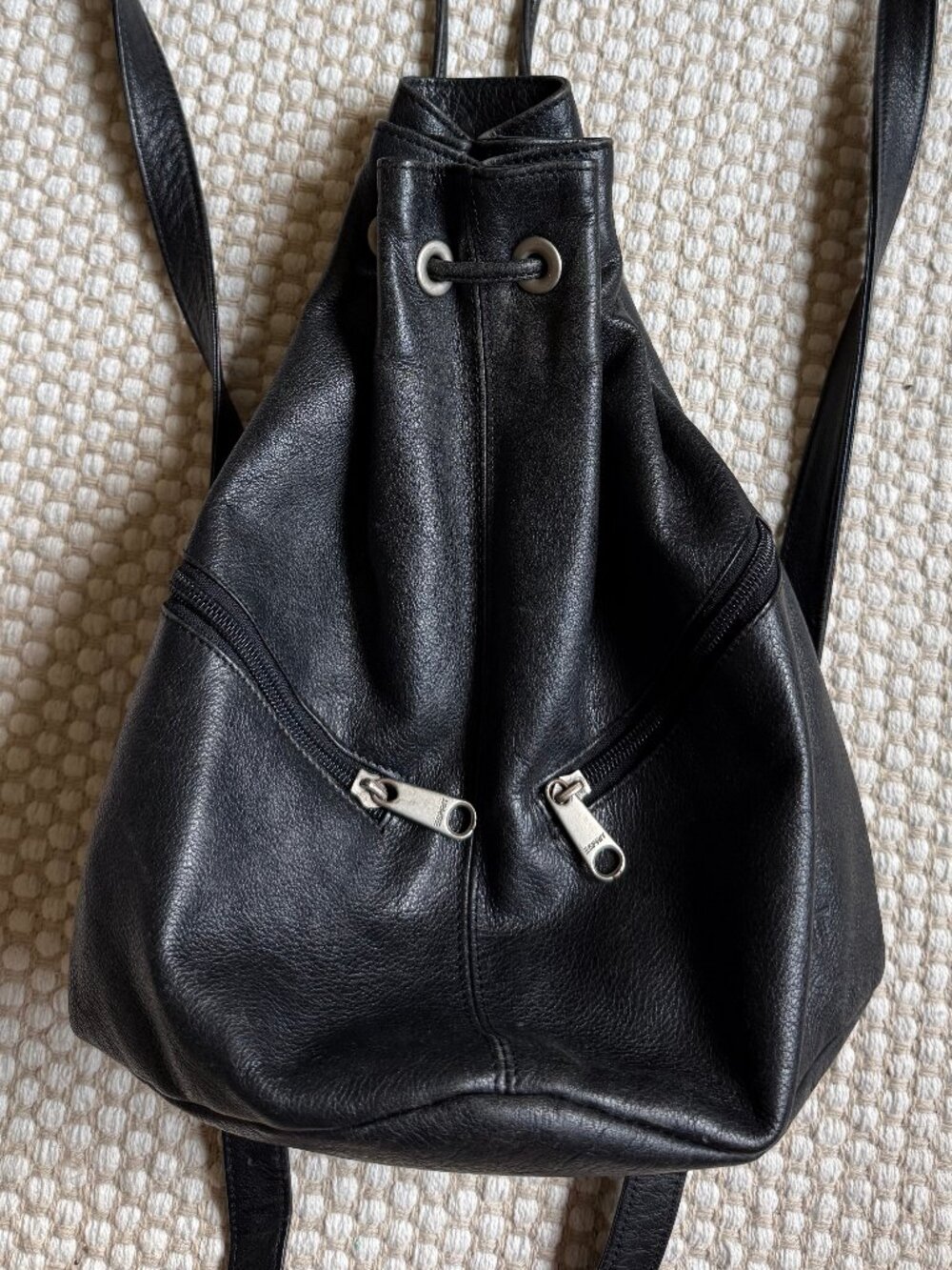 Esprit | Vintage Black Leather Mini Backpack